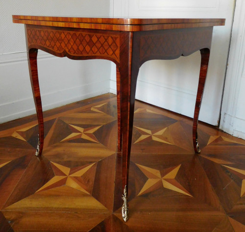 Louis XV period marquetry corner game table