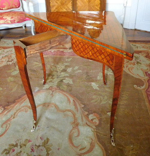 Louis XV period marquetry corner game table