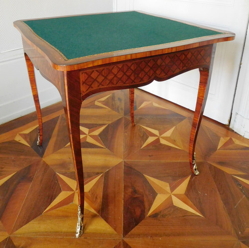 Louis XV period marquetry corner game table