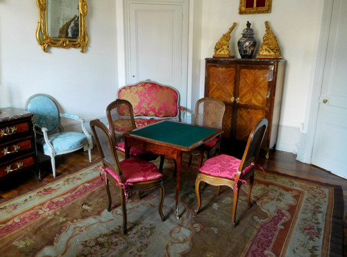 Louis XV period marquetry corner game table