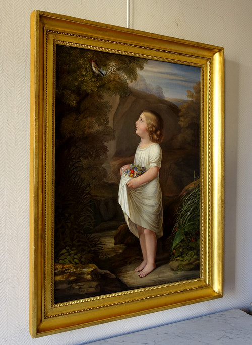 19th century French school, large Charles X period child portrait, Allegory of Innocence