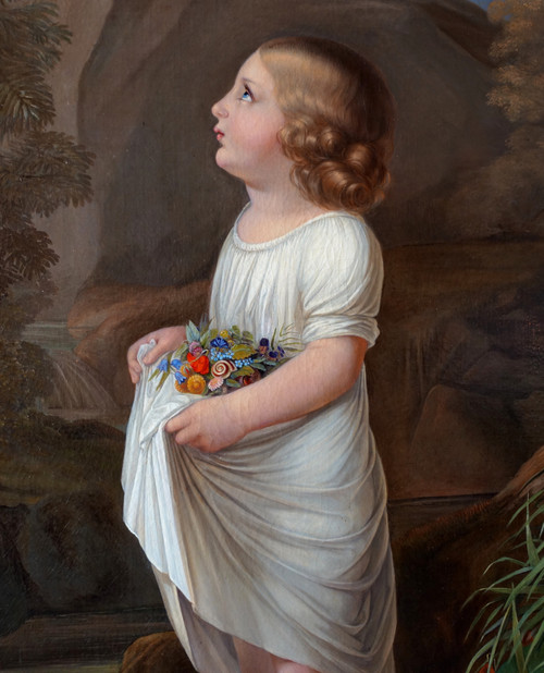 19th century French school, large Charles X period child portrait, Allegory of Innocence