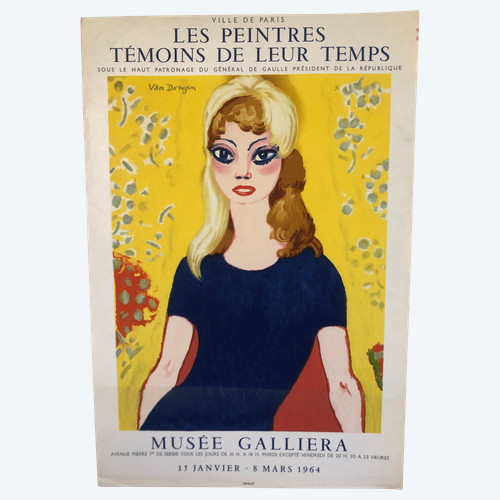 Original poster Kees Van Dongen "The painters witnesses of their time" Musée Galliera Paris 1964