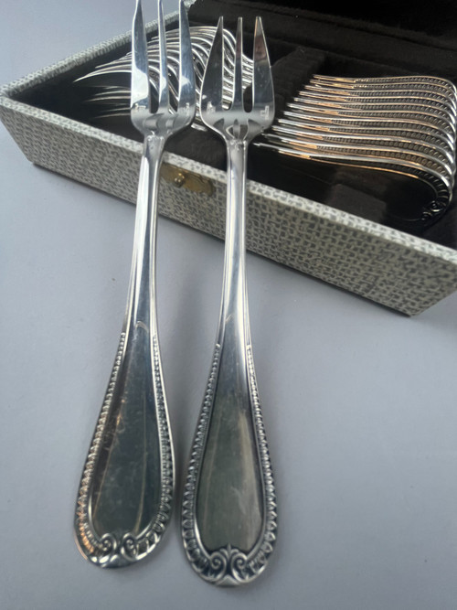 Twelve Malmaison Christofle cake forks