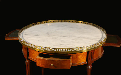 Bouillotte table, pedestal table  19th century  Laton baluster 