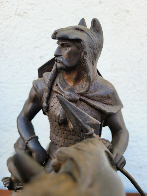 Gallischer Koch zu Pferd in Bronze, 19. Jahrhundert