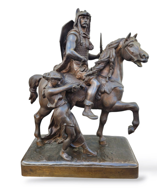 Gallischer Koch zu Pferd in Bronze, 19. Jahrhundert