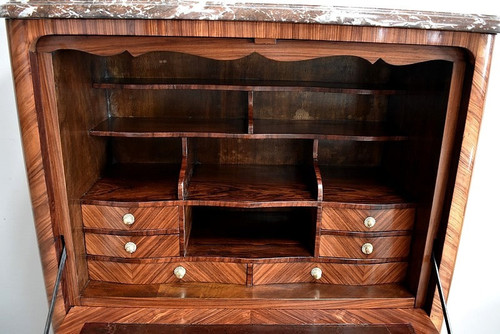 Louis XV Secretary in Rosewood Marquetry 19th Century