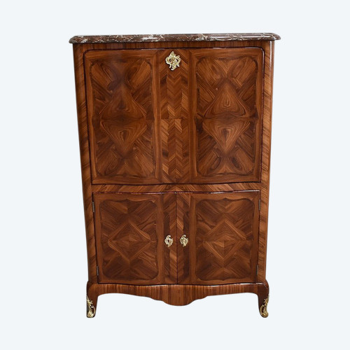 Louis XV Secretary in Rosewood Marquetry 19th Century