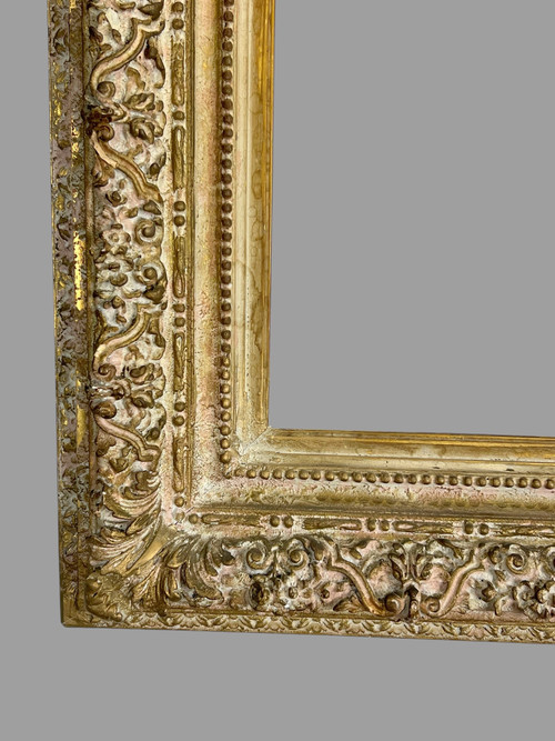 ANTIQUE NAPOLEON III FRAME IN CARVED AND PATINATED WOOD FOR PAINTING 43.5 cm x 34 cm