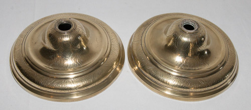 Pair Of Bronze Candlesticks, Crowned C 1745-1749