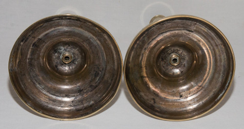 Pair Of Bronze Candlesticks, Crowned C 1745-1749