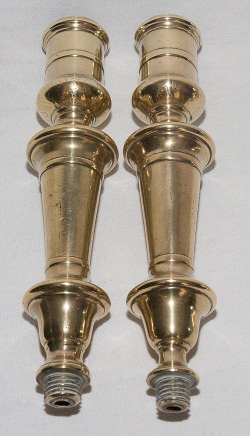 Pair Of Bronze Candlesticks, Crowned C 1745-1749