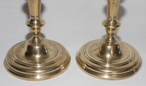 Pair Of Bronze Candlesticks, Crowned C 1745-1749