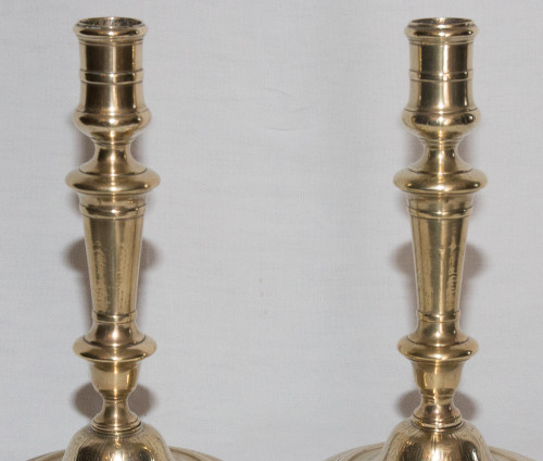 Pair Of Bronze Candlesticks, Crowned C 1745-1749