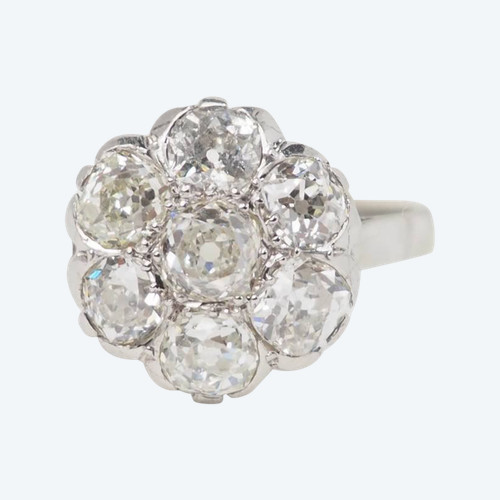 Fleur ring in platinum and diamonds