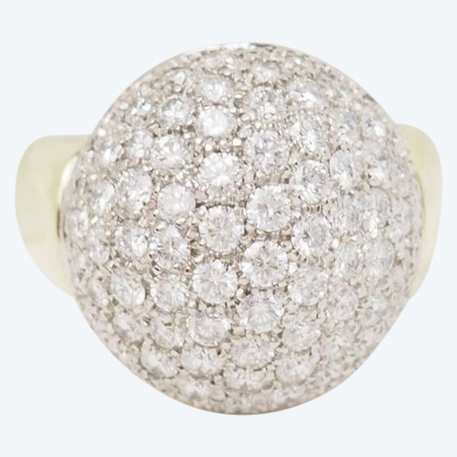 Bague boule en or jaune et diamants