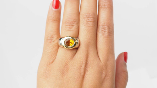 Bague en or bicolore et citrine 