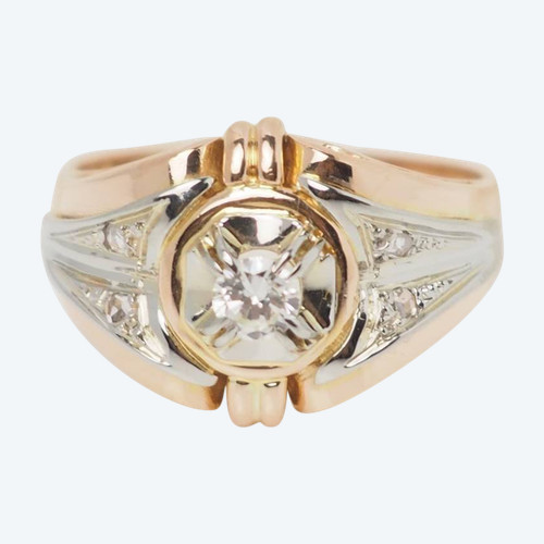 Antique two-tone gold and diamond ring