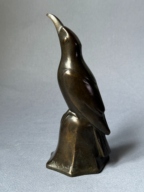 ArtDeco Bronze "Blue Bird No. 1 Head Raised" Édouard-Marcel SANDOZ (Susse Frères)