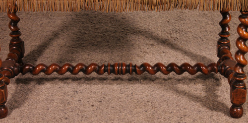 Louis XIII Bench In Walnut With Its Tapestry