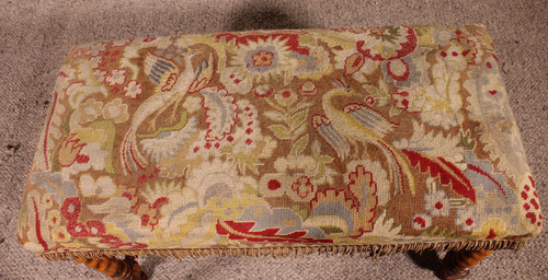 Louis XIII Bench In Walnut With Its Tapestry