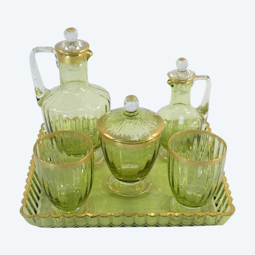 Rare NIGHT SERVICE in green tinted crystal BACCARAT / DAUM / ST LOUIS / ST DENIS