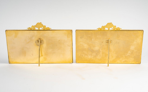 A pair of late 19th century gilded bronze photo frames