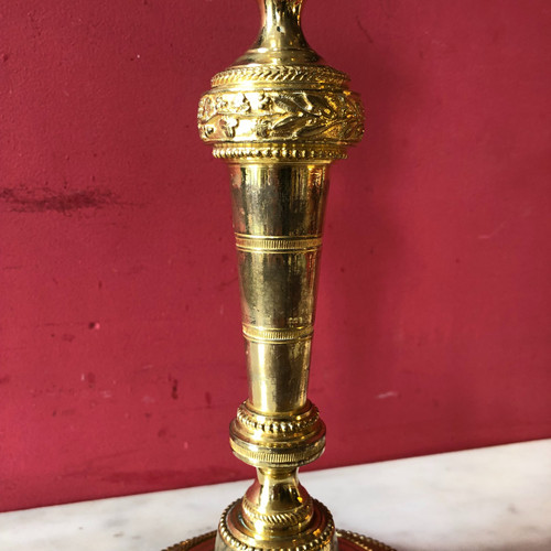 Pair of candlesticks with mistletoe branches, Louis XVI period