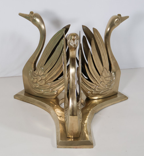 Round bronze swan table from the 70s