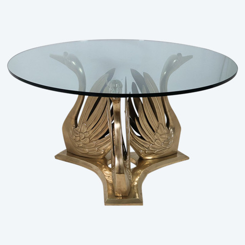 Round bronze swan table from the 70s