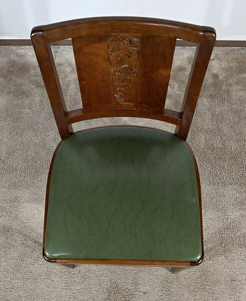 Suite de 6 Chaises Art Déco en Acajou massif – 1940