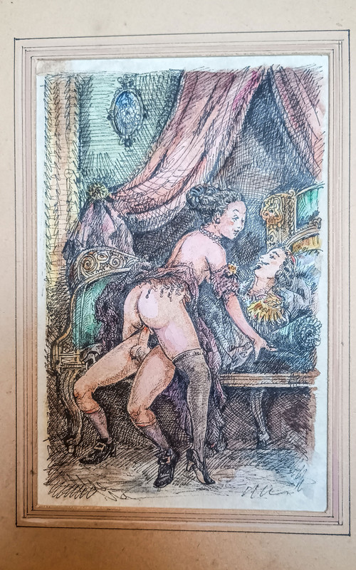 TWO EROTIC WATERCOLORS