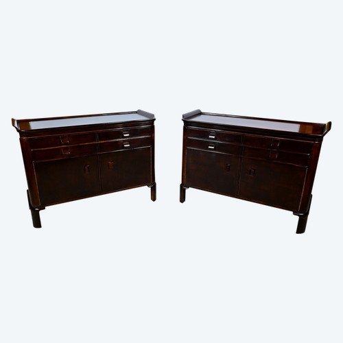 Pair of Small Lacquered Wood Sideboards – 1940