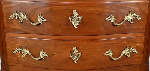 Sauteuse Commode in Solid Mahogany, Louis XV style – Late 19th century