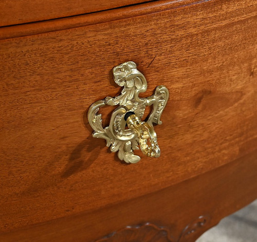 Sauteuse Commode in Solid Mahogany, Louis XV style – Late 19th century