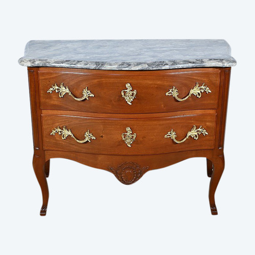 Sauteuse Commode in Solid Mahogany, Louis XV style – Late 19th century