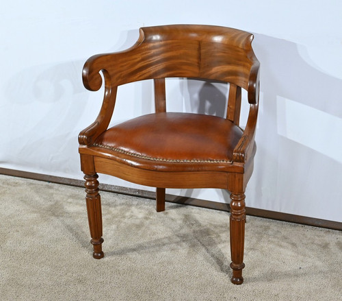 Mahogany Office Armchair, Louis Philippe Period – Mid-19th Century