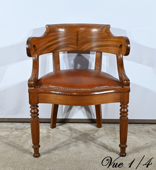 Mahogany Office Armchair, Louis Philippe Period – Mid-19th Century