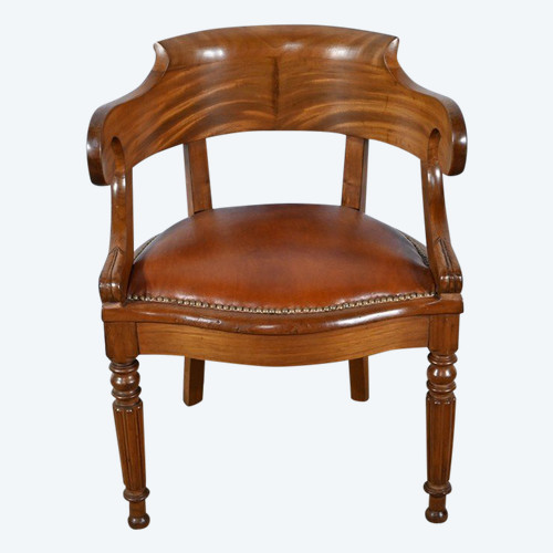 Mahogany Office Armchair, Louis Philippe Period – Mid-19th Century