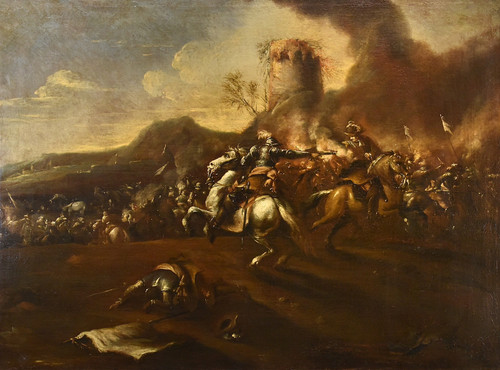 Battle With Clash Of Horsemen, Francesco Graziani (active In Naples/rome, 17th Century)