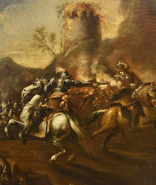 Battle With Clash Of Horsemen, Francesco Graziani (active In Naples/rome, 17th Century)