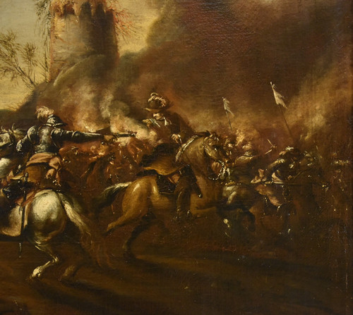 Battle With Clash Of Horsemen, Francesco Graziani (active In Naples/rome, 17th Century)