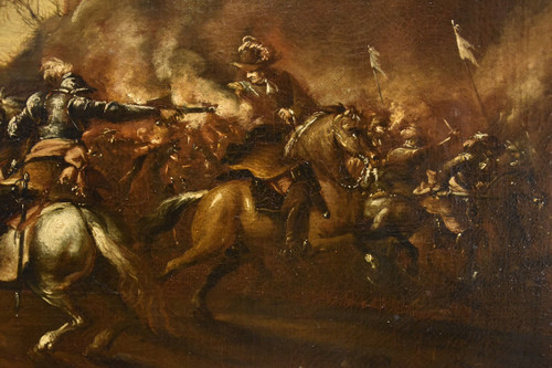 Battle With Clash Of Horsemen, Francesco Graziani (active In Naples/rome, 17th Century)