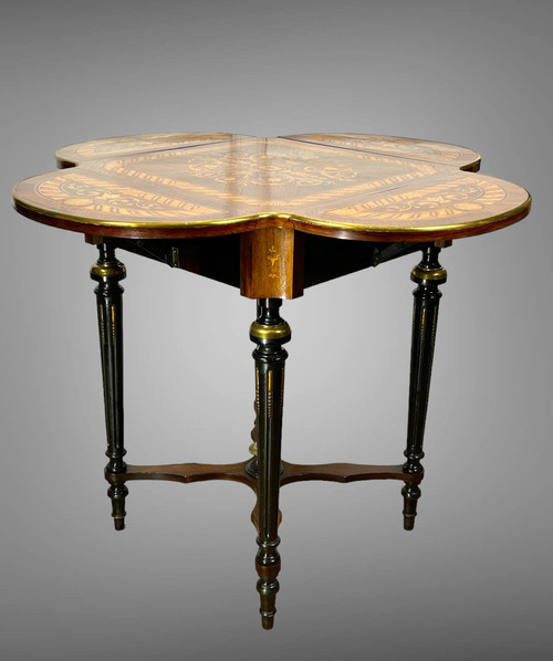 19th CENTURY SQUARE LIVING ROOM TABLE WITH LOUIS XVI STYLE MARQUETRY