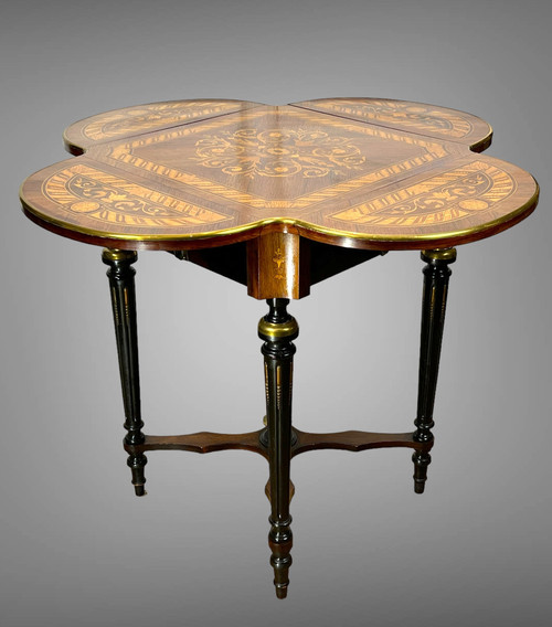 19th CENTURY SQUARE LIVING ROOM TABLE WITH LOUIS XVI STYLE MARQUETRY