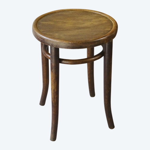 Thonet bistro stool with wooden seat, circa 1925