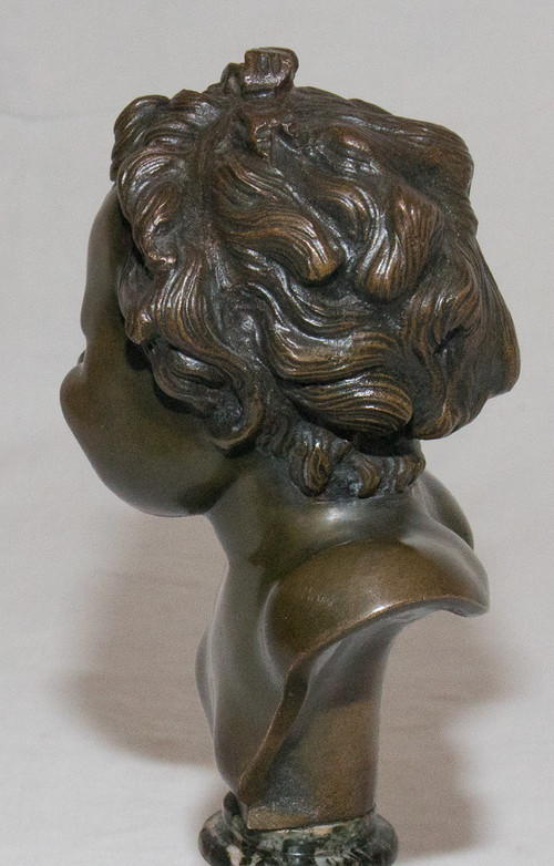 Bronze Child Bust Signed Clodion Early 19th Century