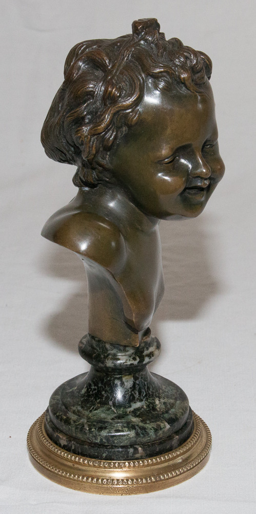 Bronze Child Bust Signed Clodion Early 19th Century