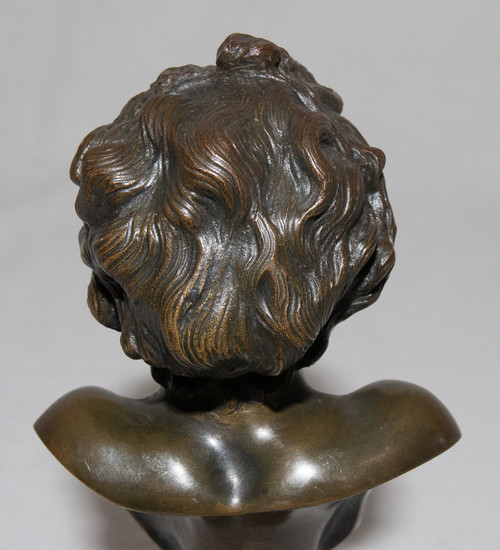 Bronze Child Bust Signed Clodion Early 19th Century